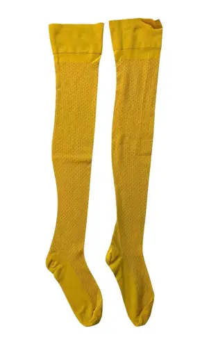 P 60’s 70’s Bonnie Doon Fiesta Socks Knee Hi High Nylon Mustard Yellow Size 9
