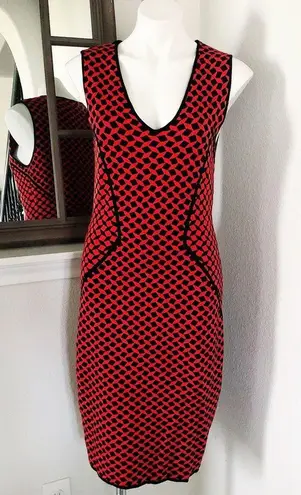 NYDJ Dress Knit Sweater Midi Red Black Size 12 MSRP $158.00
