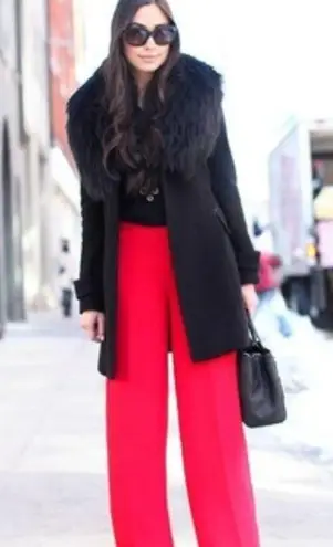 Ivanka Trump Single Breasted Wool Cashmere Coat Removable Faux Fur Collar sz 16