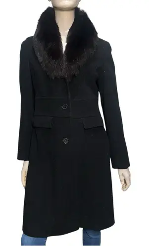 Marc New York Andrew Women’s 10 Black Wool Blend Removable Faux Fur Collar Coat - Image 1