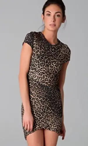 Torn By Ronny Kobo KAITLYN Pleated Leopard Print Dress Size Medium