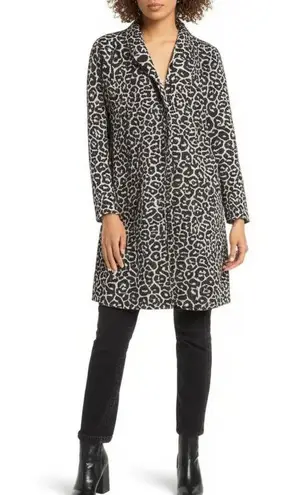 MELLODAY Leopard Print Open Front Cardigan Jacket Black Beige Size S
