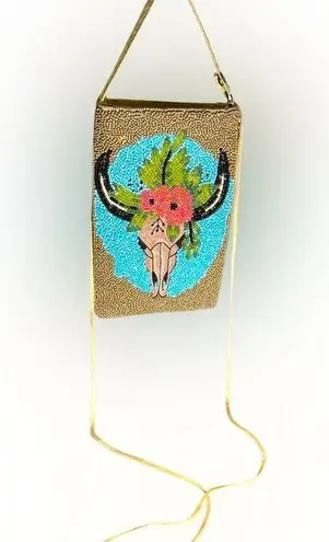 Bamboo Trading Company Boho Skull Club crossbody tote Gold