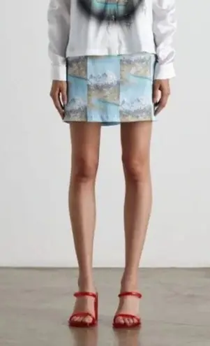 đź’•MAISIE WILENđź’• Dial Up Skirt ~ Alpine Mountain Scene Medium M NWT Blue