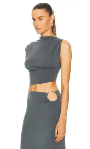 Jade Cropper Asymmetric Crop Top in Dye Grey XSmall New Womens Sleeveless Tank Gray Size XS