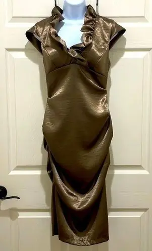 XScape  By Joanna Chen Bronze Ruffle Dress