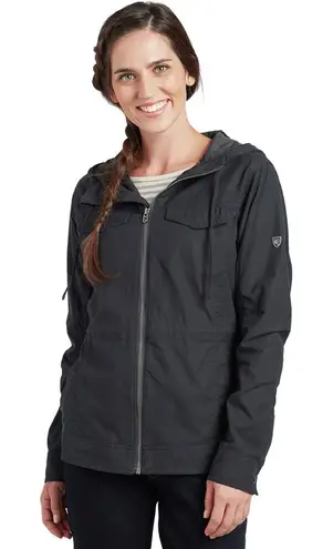 Kuhl Women’s Stryka Shadow Gray Utility Cargo Zip Pocket Hooded Jacket Medium