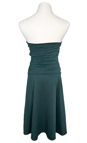 Susana Monaco Tube Ruched Strapless Stretch Knit Dress Forest Green Medium