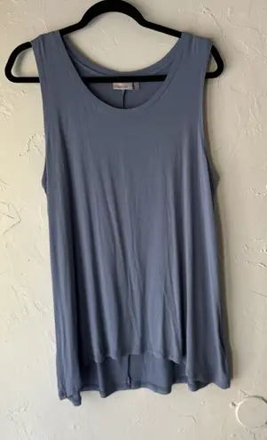 LOGO Layers Tank Top Womens Large Blue Sleeveless Rayon Spandex Tunic Stretchy