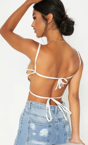 Cream satin backless strappy crop top outlet