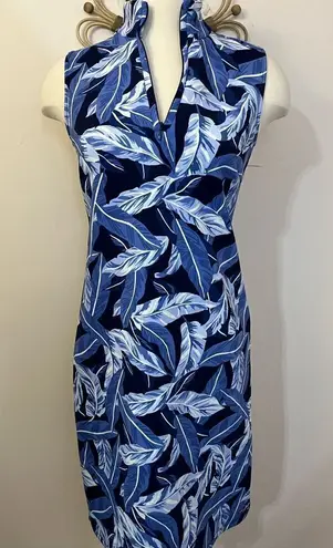 J. McLaughlin Duffy Sheath Dress Queen Palm Rattan Blue Print XS/ S