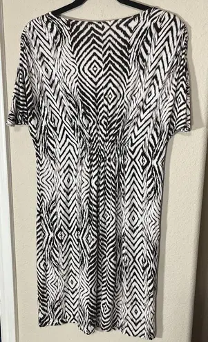 Black Diamond Soma V Neck Dress Stretchy Jersey Knit Knee Length Cream  sz S