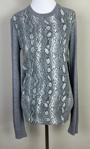 Magaschoni Sweater Medium Gray Snake Silk Cashmere Lightweight Crewneck