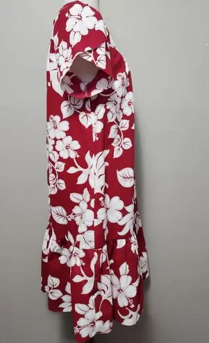Hawaii Creations Crimson Aloha Tropical Floral Smock Dress Size Small