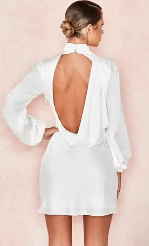 House Of CB 'Raye' Ivory Backless Draped Satin Mini Dress