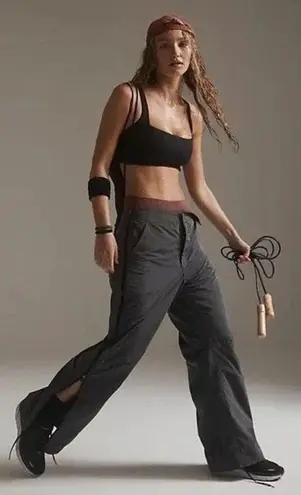 Free People Movement Nova Gray Lined Zip Up Wide Leg High Rise Athletic Pants M Size M