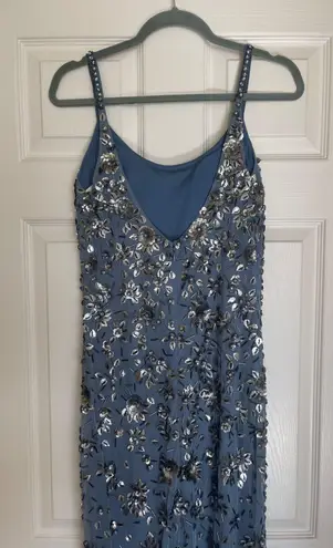 Mac Duggal FLORAL EMBELLISHED SCOOP NECK EVENING GOWN