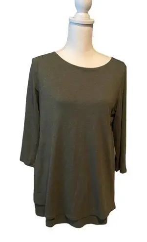 J Jill PureJill Layered Tunic Boatneck‎ Green Cotton Modal Blend Soft Size small - Image 1
