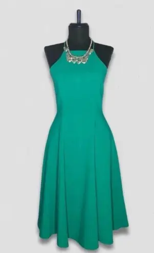 Black Halo NWOT Perth Dress Halter Full Swing Midi Fit-and-Flare Emerald Green 4