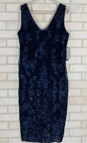 Marina NWT Navy Sequin Lace Sleeveless Dre… Blue Size 4