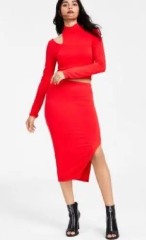 Bar III  red Slit Pencil Skirt