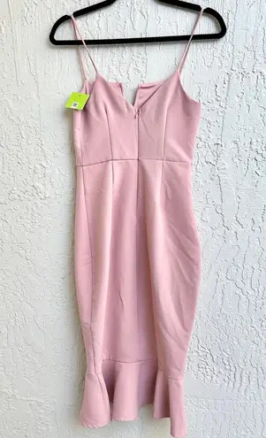 About Us NWOT Asymmetrical Ruffle Trim Dominique Midi Dress Mauve Women Size XS