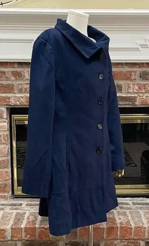 Max New York πHPπ Vintage blue coat w/ black croc-print collar / 12 / EUC