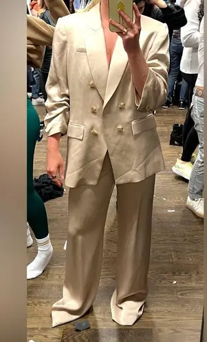 Veronica Beard Robinne Relaxed Fit High Rise Wide Leg Pant in Sand size 4 NWT