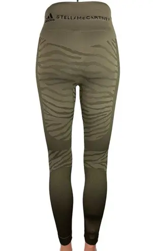 Adidas x Stella McCartney Green High Rise Zebra Athletic Leggings Pants Size XS