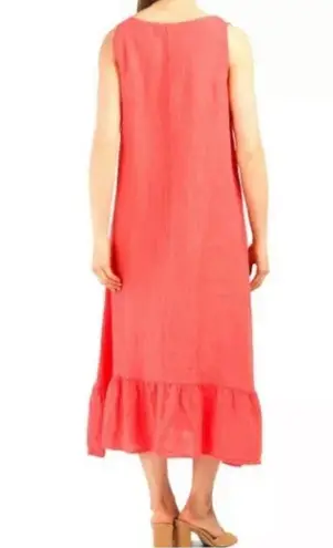 Terzo Millennio Red Linen Italian Midi Dress Size Medium