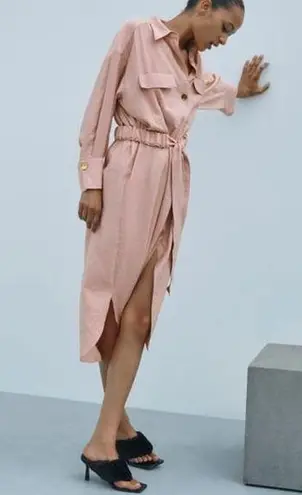 ZARA NWT OVERSIZED SHIRT DRESS BEIGE-PINK | 9878/184 XS Pink - $66 New With  Tags - From Latinposh