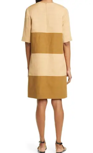 PARTOW Griffin Colorblock Shift Dress CHAMPAGNE DUNE COMBO Size 4