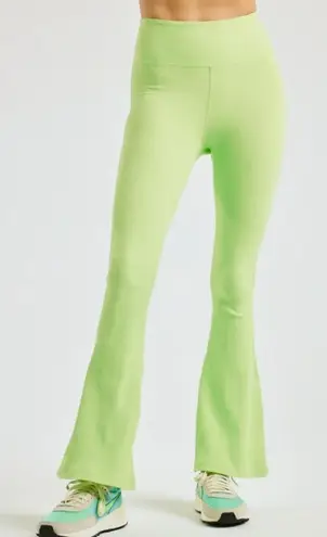 Year of Ours Ribbed Flare Leggings Women Small Pistachio Green Activewear Pant