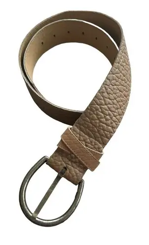 The Leather Shop Women’s M Brass Buckle Wide Belt Embossed Tan Leather Cowgirl