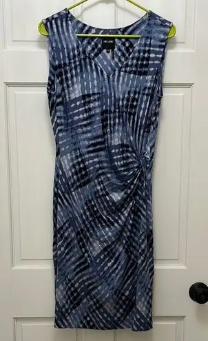 Nic+Zoe Sleeveless Gathered Waist Blue Watercolor Print Dress - Size Medium