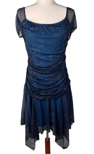 Taboo Vintage 90s Y2K Sparkly Mesh Dress Asymmetrical Hem Fairy Whimsigoth Midi