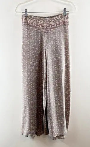 Mexicali Blues Cropped Wide Leg Printed Palazzo Pants Cream Pink Small