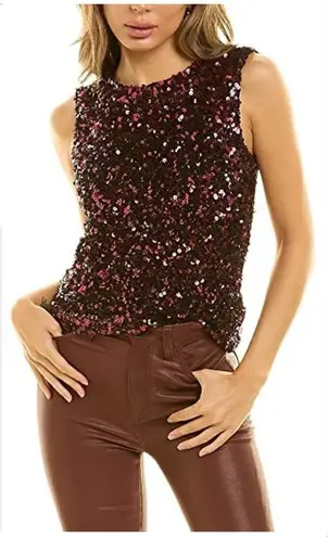 Rebecca Taylor New. plum stretch sequin top.