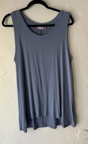 LOGO Layers Tank Top Womens Large Blue Sleeveless Rayon Spandex Tunic Stretchy
