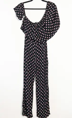 Flynn Skye Black Floral Claire Jumpsuit Size Small