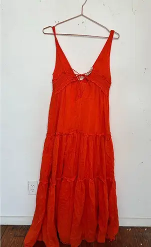 NICHOLAS Orange Mylah Plunge Neck Tie Front Beachy Boho Maxi Dress Size US 4