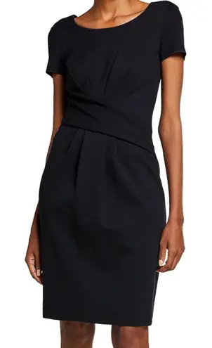 Emporio Armani Cap-sleeve Gathered Waist Milano Jersey Dress Black 4