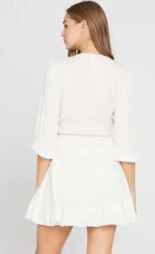 L*Space Stay Golden Dress White Long Sleeve Front Keyhole Gold Stripes Small