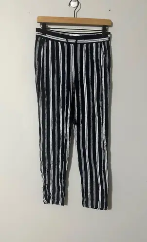 Waverly Grey Striped Pants Women's Size S Black White Drawstring Casual