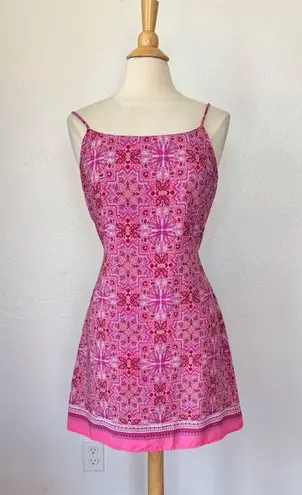 Vintage 90s Pink Mandala Print Sleeveless Dress Size 8