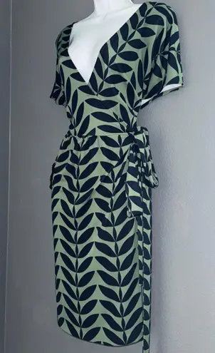 Ann Taylor Green Vintage Pocket Short Sleeve Wrap Dress Large - XL 14