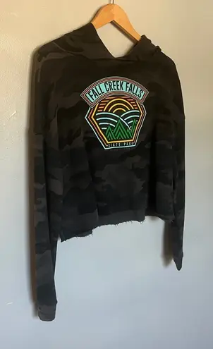 Fall Creek Falls State Park Camoflage Cropped Hoodie Sweatshirt Black Large Gray