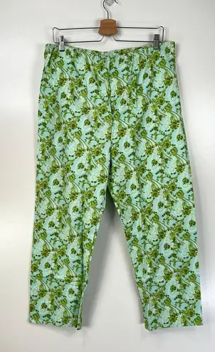 Vintage 70s Paisley Sleep Set Petite Psychedelic Dagger Collar Green Pajamas Size L