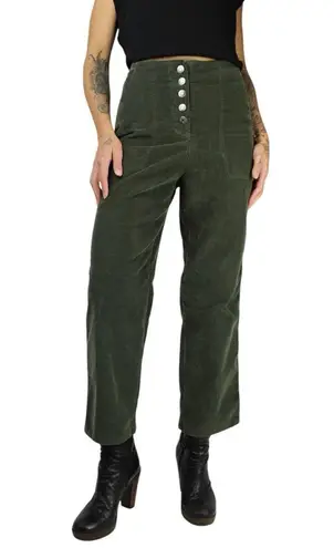 House of Harlow 1960 Cotton Blend Corduroy Straight Leg Pant Olive • Sz 6