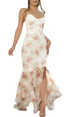 Velvi Greta Maxi Dress in White Floral size 12 Lace